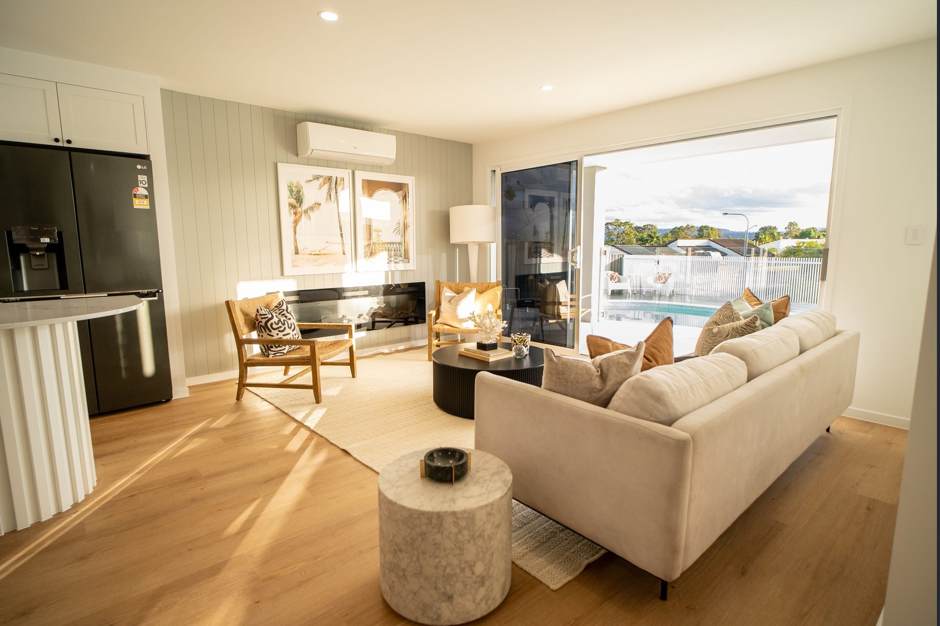 Completed custom home living area