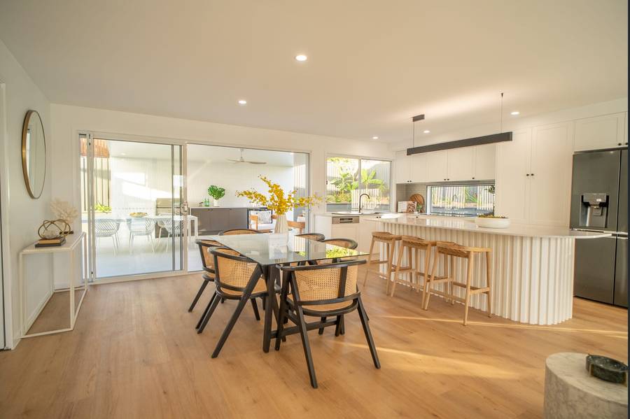 Custom home kitchen and dining area