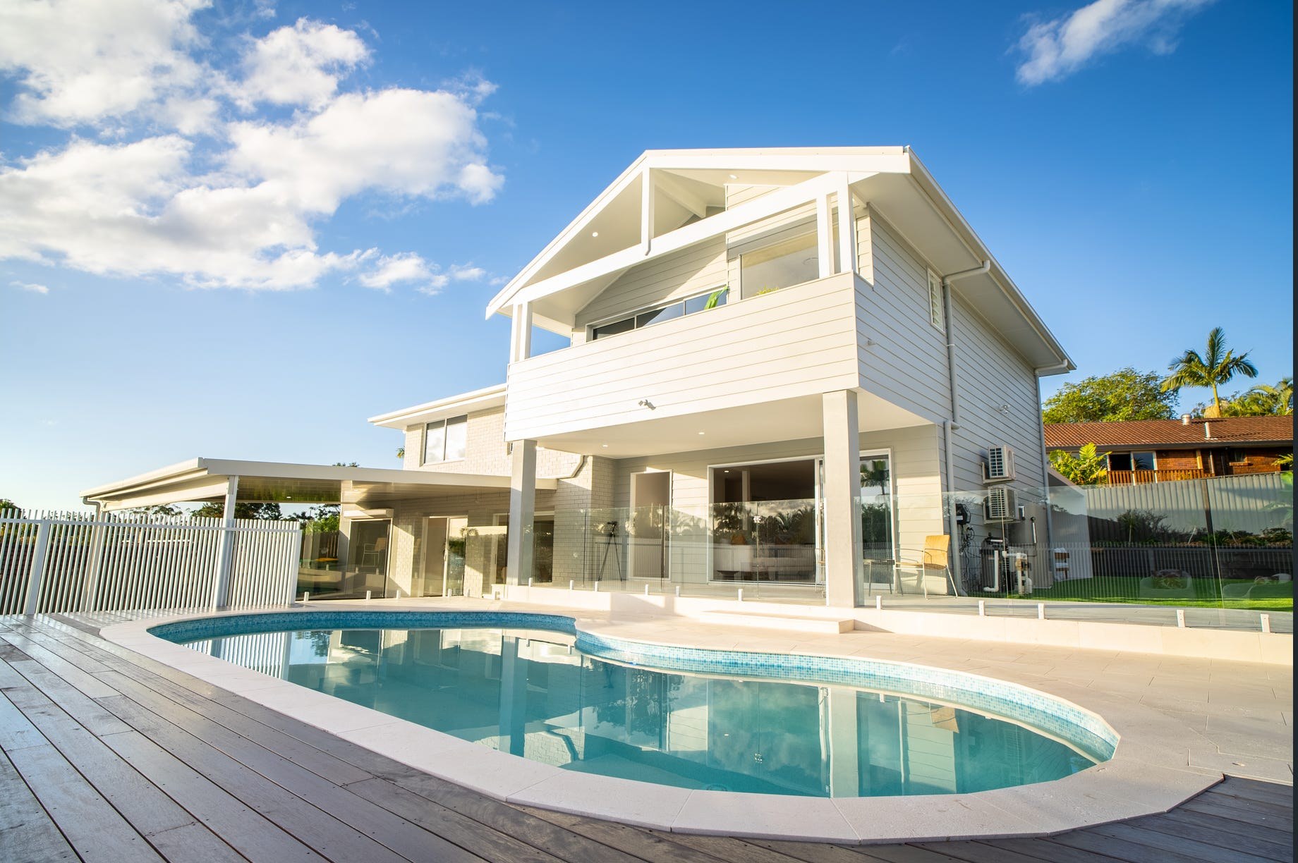 Completed custom home with pool