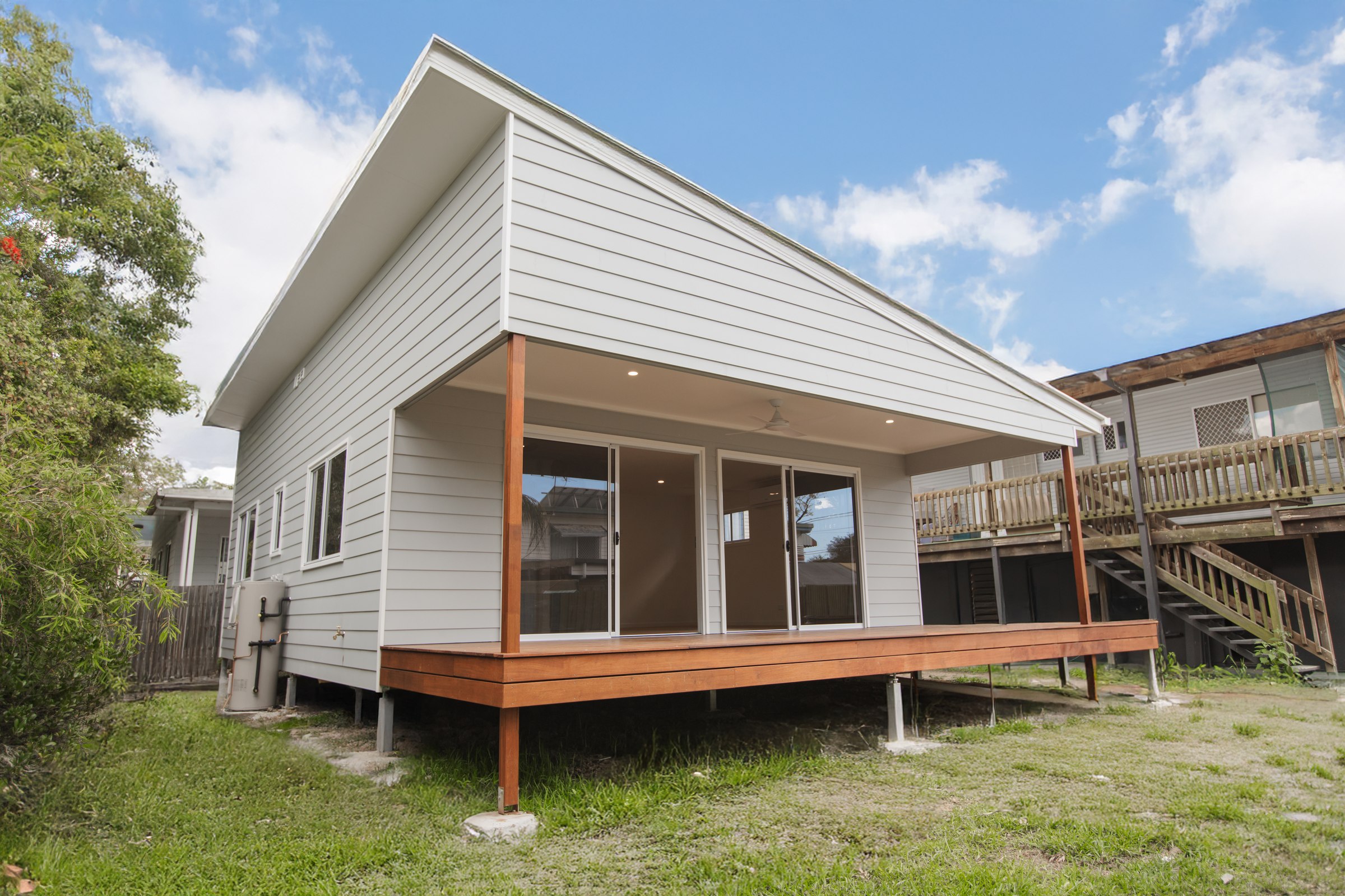 Completed granny flat exterior with covered deck