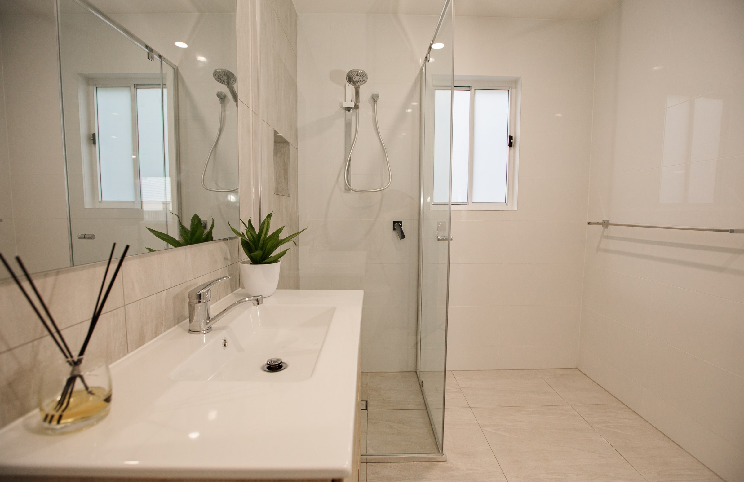 Granny flat bathroom, walk-in shower